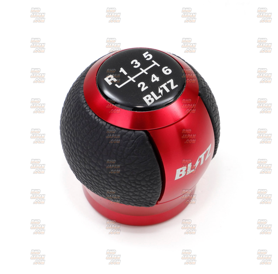 Blitz Shift Knob Black Leather X Red Alumite Aluminum - Corolla